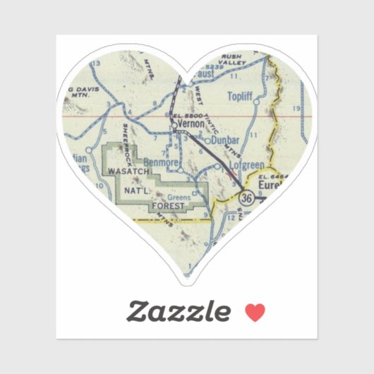 ハートバーノンユタレトロの地図 シール (シート)