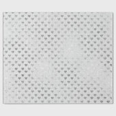 ハートパステルシルバーグレーブライトホワイトブライダルリネン ラッピングペーパー (フラット)