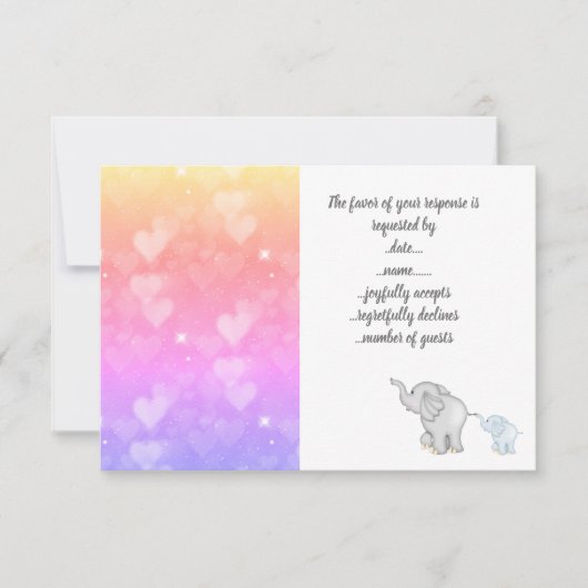 ハートパステルrsvp応答カード 出欠カード (正面)