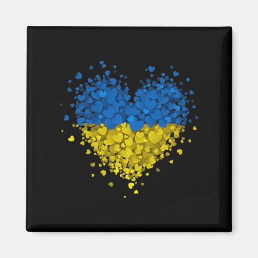 ハートパズルウクライナラブウクライナフラグS マグネット (正面)