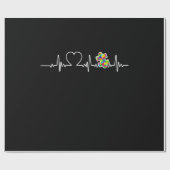 ハートパズルピース心拍カッコいい自閉症の認識 ラッピングペーパー (フラット)