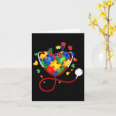 ハートパズル聴診器Er Rn Cnaナース自閉症Aw カード (黄色い花)