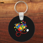 ハートパズル聴診器Er Rn Cnaナース自閉症Aw キーホルダー (正面)