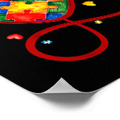 ハートパズル聴診器Er Rn Cnaナース自閉症Aw ポスター (角)
