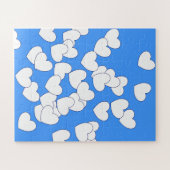 ハートパズル青と白 ジグソーパズル (横)