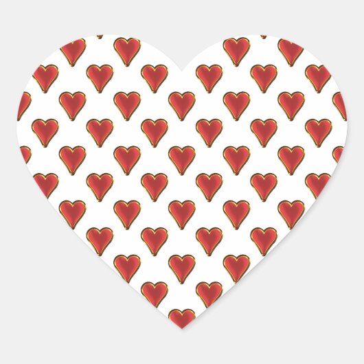 ハートパタおもしろいーン金ゴールド赤+バックグラファー。&文字 ハートシール (正面)