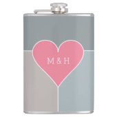 ハートパターカスタムンのモノグラムフラスコ フラスク (正面)