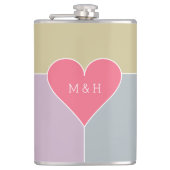 ハートパターカスタムンのモノグラムフラスコ フラスク (正面)