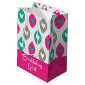 ハートパターカラフルン誕生日ガール ミディアムペーパーバッグ (裏面アングル)