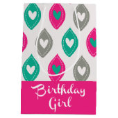 ハートパターカラフルン誕生日ガール ミディアムペーパーバッグ (裏面)