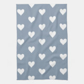 ハートパターモダンンほこりっぽい青 キッチンタオル (縦)