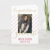 ハートパターンおめでとう大学院写真 カード (正面)