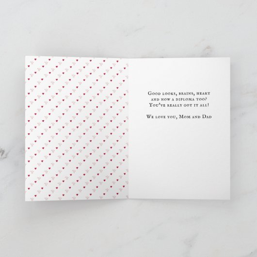 ハートパターンおめでとう大学院写真 カード (内部)