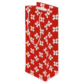 ハートパターンが付いているスイス連邦共和国の旗 ワインギフトバッグ (裏面アングル)