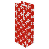 ハートパターンが付いているスイス連邦共和国の旗 ワインギフトバッグ (正面アングル)