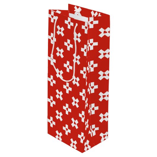 ハートパターンが付いているスイス連邦共和国の旗 ワインギフトバッグ (正面アングル)