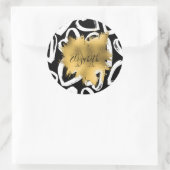 ハートパターンと黄金箔 ラウンドシール (バッグ)