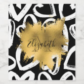 ハートパターンと黄金箔 ワインラベル (シングルラベル)