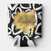 ハートパターンと黄金箔 缶クーラー (正面)