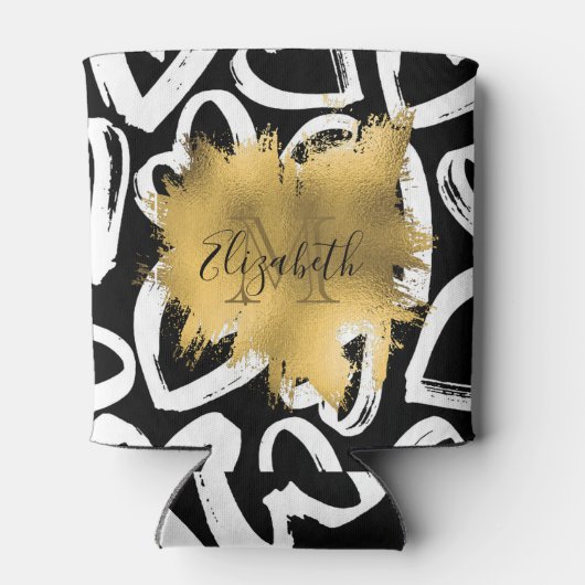 ハートパターンと黄金箔 缶クーラー (裏面)