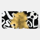 ハートパターンと黄金箔 iPhoneケース (裏面横)