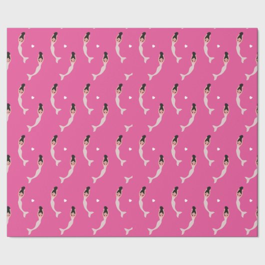 ハートパターンを持つ微笑の人魚 ラッピングペーパー (シーム)