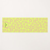 ハートパターンイエローピンク(名前とイニシャル) ヨガマット (正面(横))