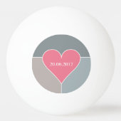 ハートパターンカスタムなモノグラム及び日付の球 卓球ボール (裏面)
