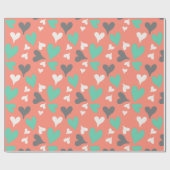 ハートパターンバレンティンラッピング紙 ラッピングペーパー (フラット)