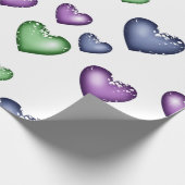 ハートパターンブルーグリーンパープルforバレンタイン ラッピングペーパー (角)