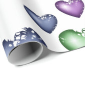 ハートパターンブルーグリーンパープルforバレンタイン ラッピングペーパー (ロールコーナー)