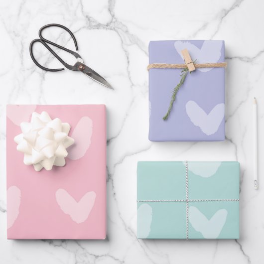 ハートパターンベビーラブパステルカラーズスウィート ラッピングペーパーシート (正面)