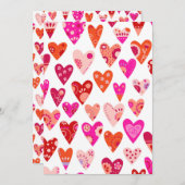 ハートパターンレッドピンクバレンタイン シーズンカード (正面/裏面)