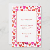 ハートパターンレッドピンクバレンタイン シーズンカード (裏面)