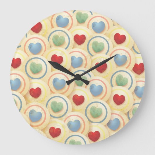 ハートパターンヴィンテージスタイル ラージ壁時計 (正面)