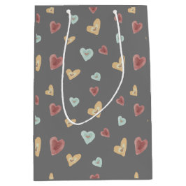 ハートパターン抱き枕 – ダークグレー ミディアムペーパーバッグ