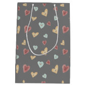 ハートパターン抱き枕 – ダークグレー ミディアムペーパーバッグ (裏面)