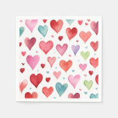 ハートパターン水コンテンポラリー色（赤ピンク） スタンダードカクテルナプキン (正面)