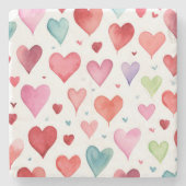 ハートパターン水モダン色レッドピンクブルー ストーンコースター (正面)