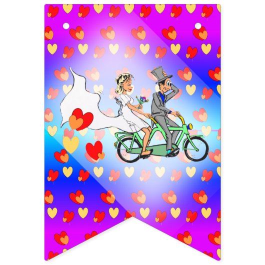 ハートパターン漫画たった今結婚しましたバンティングバナー バンティングフラッグ (第2の旗)