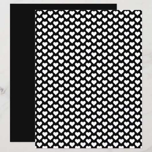 ハートパターン白黒スクラップブック紙 (正面/裏面)