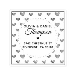 ハートパターン自己インク差出人住所スタンプ セルフインキングスタンプ