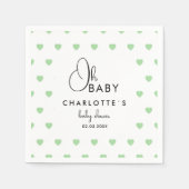 ハートパターン赤ちゃんシャワー スタンダードカクテルナプキン (正面)