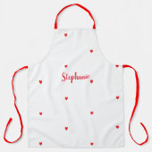 ハートパターン赤の白の名前テンプレートKute 2021 エプロン (正面)