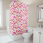 ハートパターン赤ピンクモダン シャワーカーテン (インサイチュ)