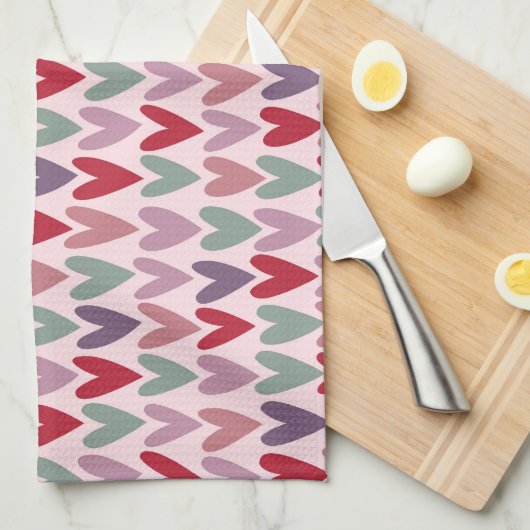 ハートパターン1 キッチンタオル (四つ折り)