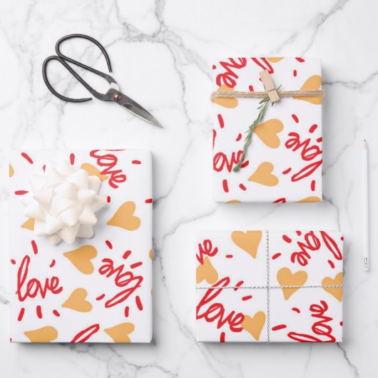 ハートパターン27 ラッピングペーパーシート (正面)