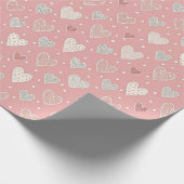 ハートパターン（の模様が）あるバレンタイン誕生日 ラッピングペーパー (角)