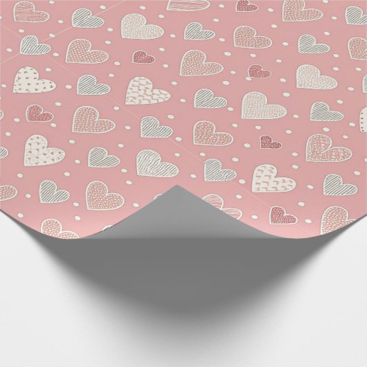ハートパターン（の模様が）あるバレンタイン誕生日 ラッピングペーパー (角)