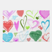 ハートパターン、カラフルハート、ハートパターン キッチンタオル (横)